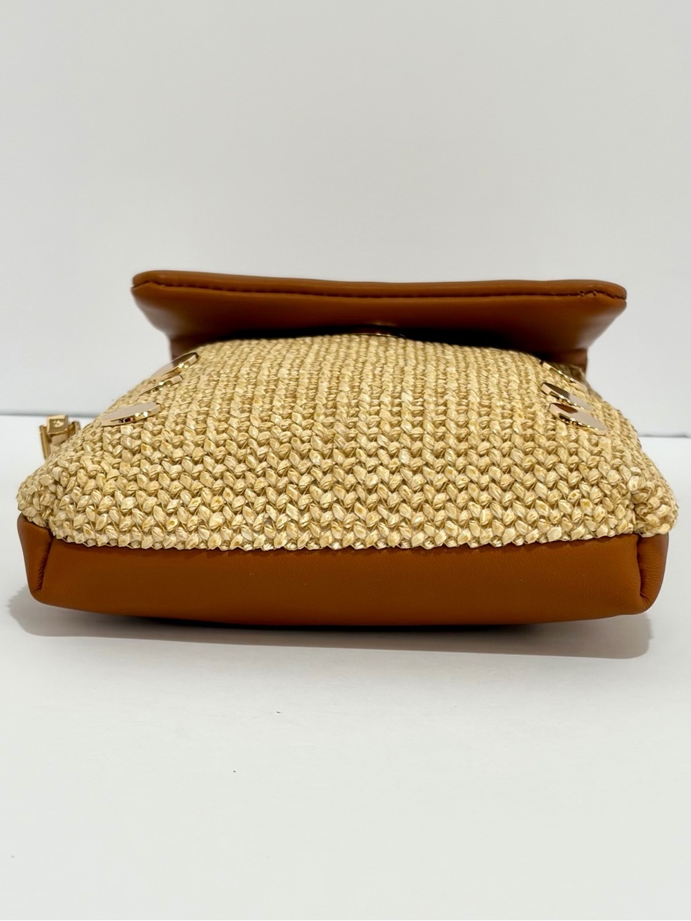 Hammitt VIP Mobile Crossbody Bag In Cocoa Raffia With Shiny Gold Hardware NWOT - Picture 14 of 15